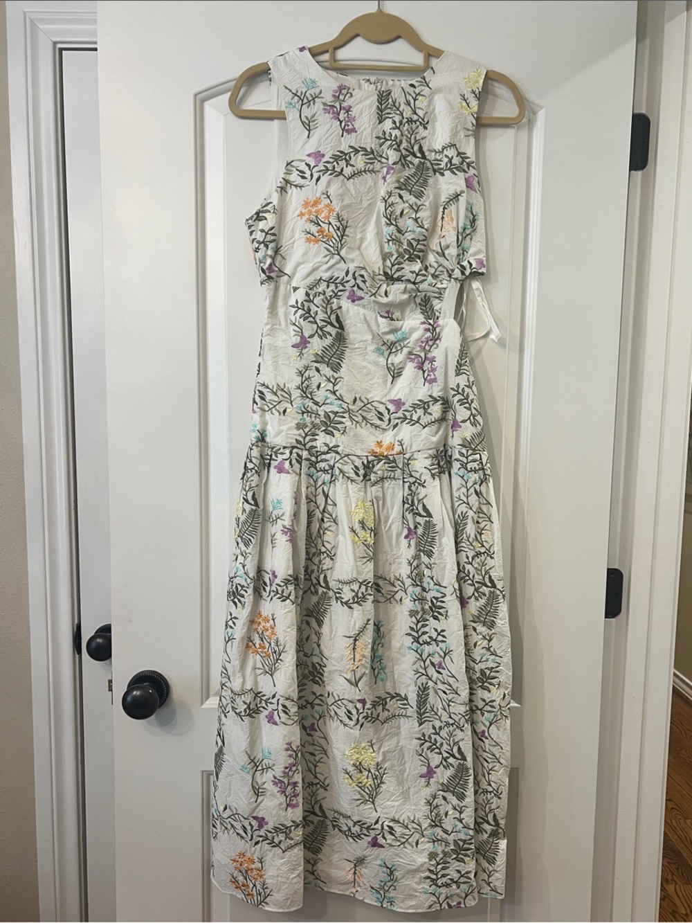 Let Me Be White Floral Sleeveless Maxi Dress with Multicolor Blooms
